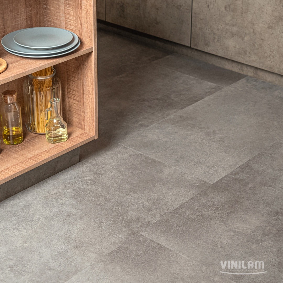 LVT ламинат CERAMO VINILAM XXL STONE GLUE 4V 43кл 71610 Цемент Cтальной